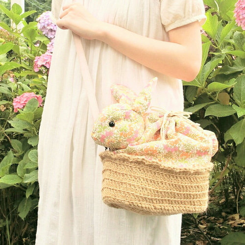 ハンドメイドショルダーバッグ☆ うさぎ☆ 匿名配送ページです♪ うさぎショルダーバッグ（パープル）♡お出かけポシェット