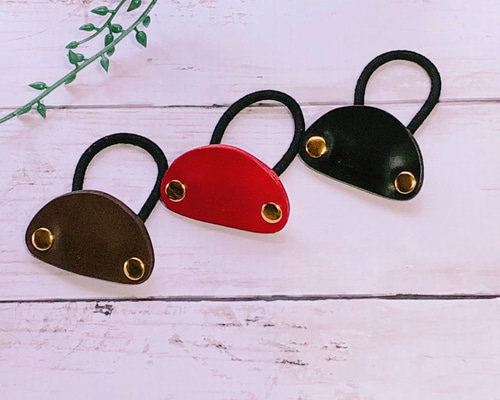 送料無料】 レザーヘアゴム ヘアゴム sakuyami 通販 7391777｜Creema