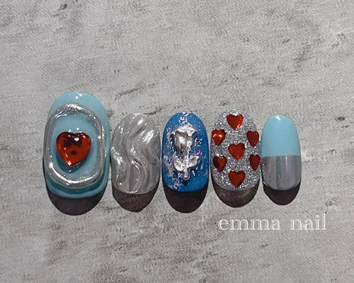 ネイルチップオーダー ミラーネイル ハートネイル ブラック×ミラーネイル×ハート🖤 #ネイルチップ #ネイルチップ