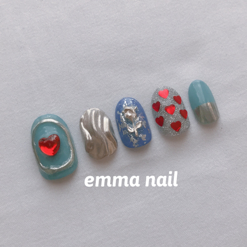 No.36》ハートネイル ネイルチップ #ハート #ミラーネイル