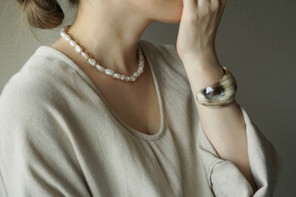 〈14kgf〉2WAY BAROQUE PEARL NECKLACE...バロックパール 真珠 ネックレス ブレスレット 4枚目の画像
