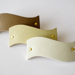 【残1点】新版♦︎RIBBON LEATHER BARRETTE（レモン）レザーバレッタ リボンバレッタ 6枚目の画像