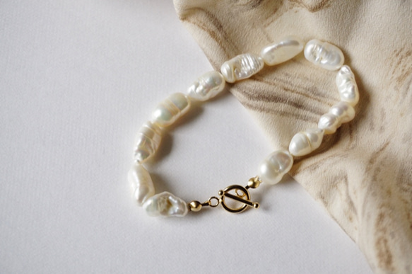 【10/31閉店】〈14kgf〉BAROQUE PEARL BRACELET..バロックパール ブレスレット 5枚目の画像