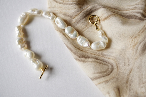 【10/31閉店】〈14kgf〉BAROQUE PEARL BRACELET..バロックパール ブレスレット 4枚目の画像