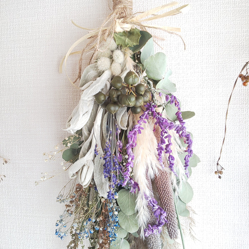 ラムズイヤー&ラグラス ドライフラワースワッグ ドライフラワー fu.wa