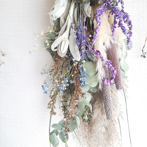 ラムズイヤー&ラグラス ドライフラワースワッグ ドライフラワー fu.wa