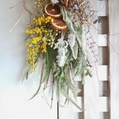 専用＊ミモザ＆オリーブ 大人可愛いフェイクスワッグ