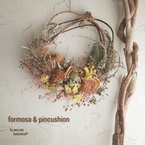 専用winter＊ユーカリ＆コットン&ピンクッション ナチュラルフェイク