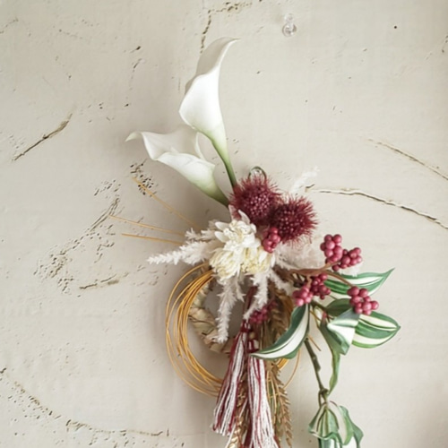 ✨迎春2022✨正月飾りカラー (フェイク) しめ縄・しめ飾り fu.wa.ran