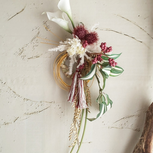 ＊専用＊迎春2021   正月用しめ縄飾り ⑤  (フェイク) HEADS/迎春しめ縄飾り-5(3個)/GS-SM5 - 花材通販はなどんやアソシエ