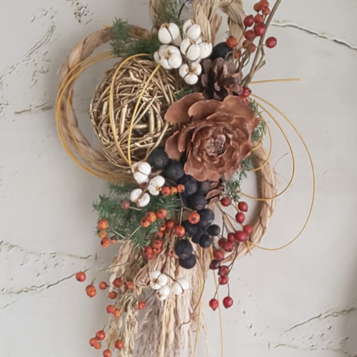 ✨受注製作品✨迎春2022✨正月飾り シダローズ (ドライ) しめ縄