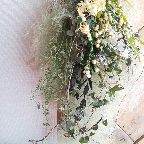 スモークツリー&アイビー ドライフラワースワッグ ドライフラワー fu