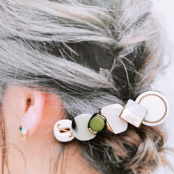 【1点物✧︎】ホワイト系アンティーク9cmヘアクリップ 2枚目の画像