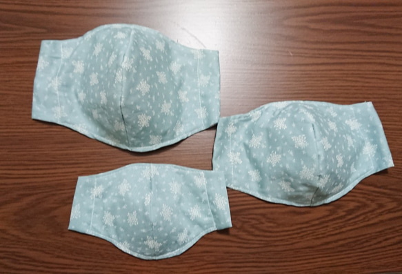 フィルターポケットつき布マスク　　シンプル小花柄　（青×白） 3枚目の画像