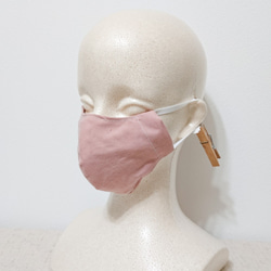 【再販】フィルターポケット付き布マスク  単色 ローズピンク 6枚目の画像