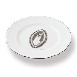 デザート皿 23ｃｍ ブラックエッジ「アルパカのポートレイト」 2枚目の画像