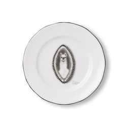 パン皿 16ｃｍ ブラックエッジ「アルパカのポートレイト」 1枚目の画像