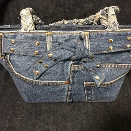 デニムリメイクバッグ　キラキラストーンデニム デニムリメイクバッグ キラキラストーンデニム デニムリメイク風