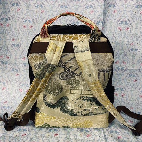ハンドメイド 帯 リメイク リュック 古典柄 鶴 - メルカリ
