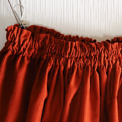 コーデュロイ（中畝）ギャザースカート テラコッタ 秋冬 丈変更可　ロングスカート 2枚目の画像