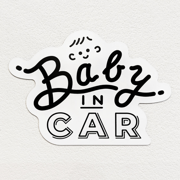 Baby in Car マグネットステッカー（レタリング風） 1枚目の画像
