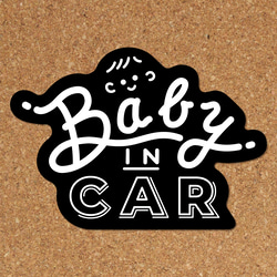 Baby in Car マグネットステッカー（レタリング風 黒） 1枚目の画像