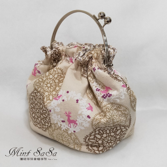 MintSaSa* 浪漫情懷優雅口金包 氣質 日本風 日式風格 復古風 花布 舖棉 收納包 布作 手工縫製 第2張的照片