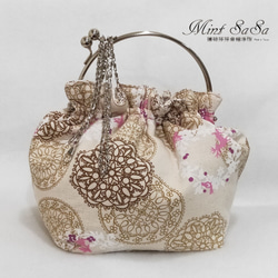 MintSaSa* 浪漫情懷優雅口金包 氣質 日本風 日式風格 復古風 花布 舖棉 收納包 布作 手工縫製 第4張的照片