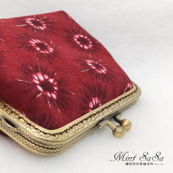 MintSaSa* 點點花朵口金零錢包 口金包 花布 舖棉 收納包 古典風 布作 布料 紅色 圖騰 紅花 手工縫製 第1張的照片