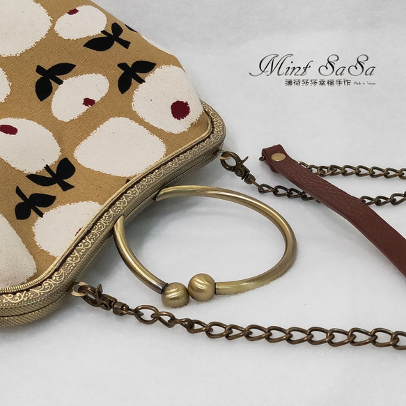 MintSaSa * Apple Huakouゴールドバッグは日本の花布厚手裏地付きコットンバッグハンドバッグサイドバッグ古典的 2枚目の画像