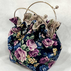 MintSaSa* 神秘玫瑰 口金包 手提 肩背 紫色 藍色 優雅 第1張的照片
