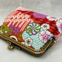 MintSaSa* 日式風格 口金包 古銅色 波浪 扇子 櫻花 紫色 紅色 卡包 第2張的照片