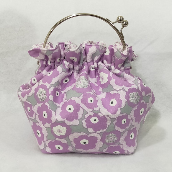 MintSaSa* 紫色花朵 口金包 手提 可背 圓弧銀色 紫色 賞花 野餐 慶典 優雅 古典 第2張的照片