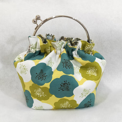MintSaSa *は花のように、グリーンのハンドゴールドバッグ、シルバーのマウスゴールド、白い花の鑑賞、ピクニックのお祝い、エ 2枚目の画像