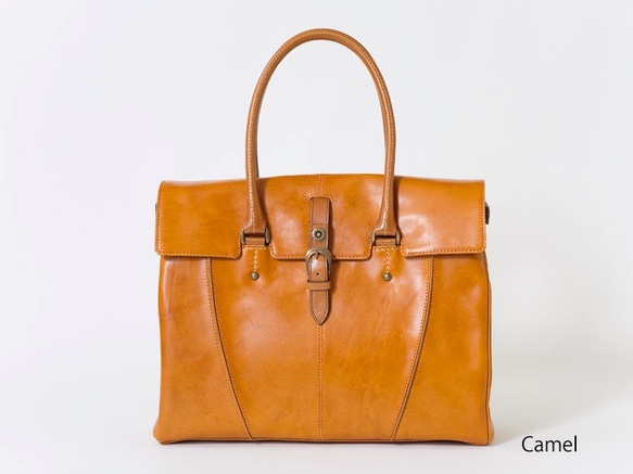 イタリアンレザーの素晴らしいエイジング　フラップが外せる２wayデザイン フラップトートバッグ UNISON DEPT パイピング