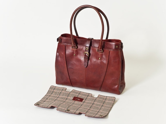 イタリアンレザーの素晴らしいエイジング　フラップが外せる２wayデザイン フラップトートバッグ UNISON DEPT パイピング