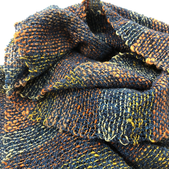 【SOLD】手織り　機織りマフラー ショール ストール 1枚目の画像