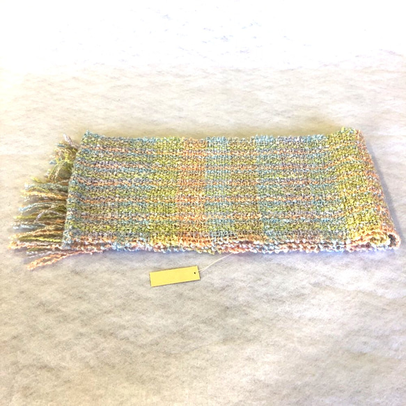 【SOLD】手織り 厚手機織り 冬のカラフルふかふかマフラー 6枚目の画像