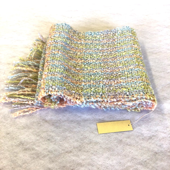 【SOLD】手織り 厚手機織り 冬のカラフルふかふかマフラー 9枚目の画像