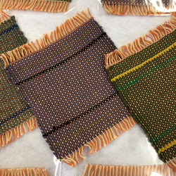 【SOLD】●55 手織り　機織り　コースター10枚 7枚目の画像