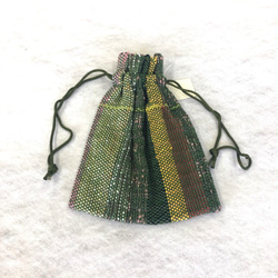 【SOLD】機織り手織りの巾着小袋 ポーチ 1枚目の画像