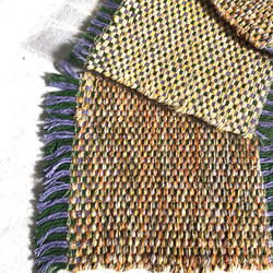 【SOLD】日本製　機織り手織り4枚コースター 2枚目の画像