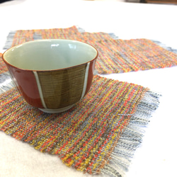 手織り機織り　コースター　5枚 4枚目の画像