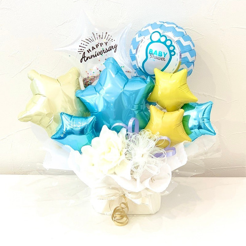 ベビー用バルーン出産祝いのアレンジメント ベビーシャワーボーイ バルーンアレンジ バルーンギフト バルーン