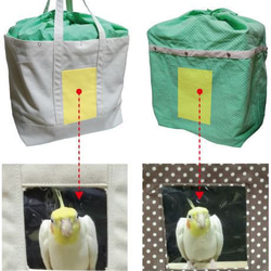 春・夏用 インコ 通院 帆布 バッグ（鳥・小動物用）オーダーメイド キャリーバッグ ○通院用 ○災害避難用 ○旅行用 6枚目の画像