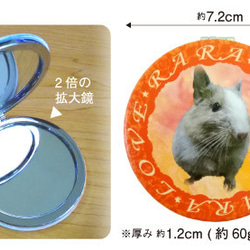 うちの子　鳥　犬　猫　うさぎ「New オーダーメイド コンパクトミラー 手鏡（両面印刷）」 6枚目の画像