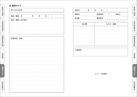 愛鳥健康管理手帳（NEW）鳥 小鳥 インコ 健康診断 5枚目の画像