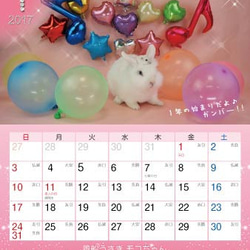 2017年 風船うさぎモコちゃんカレンダー2冊組（200円お得）動物ハンドメイド2016 3枚目の画像