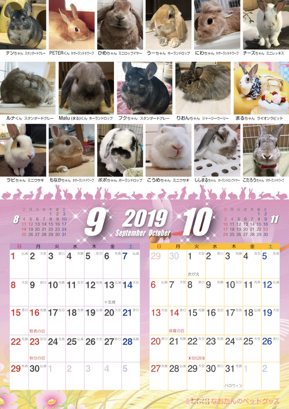 2019年 うさぎづくし壁がけカレンダー 6枚目の画像