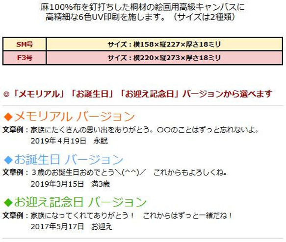 うちの子　鳥　犬　猫　うさぎ　私とペットの「思い出キャンバス」F3号 2枚目の画像